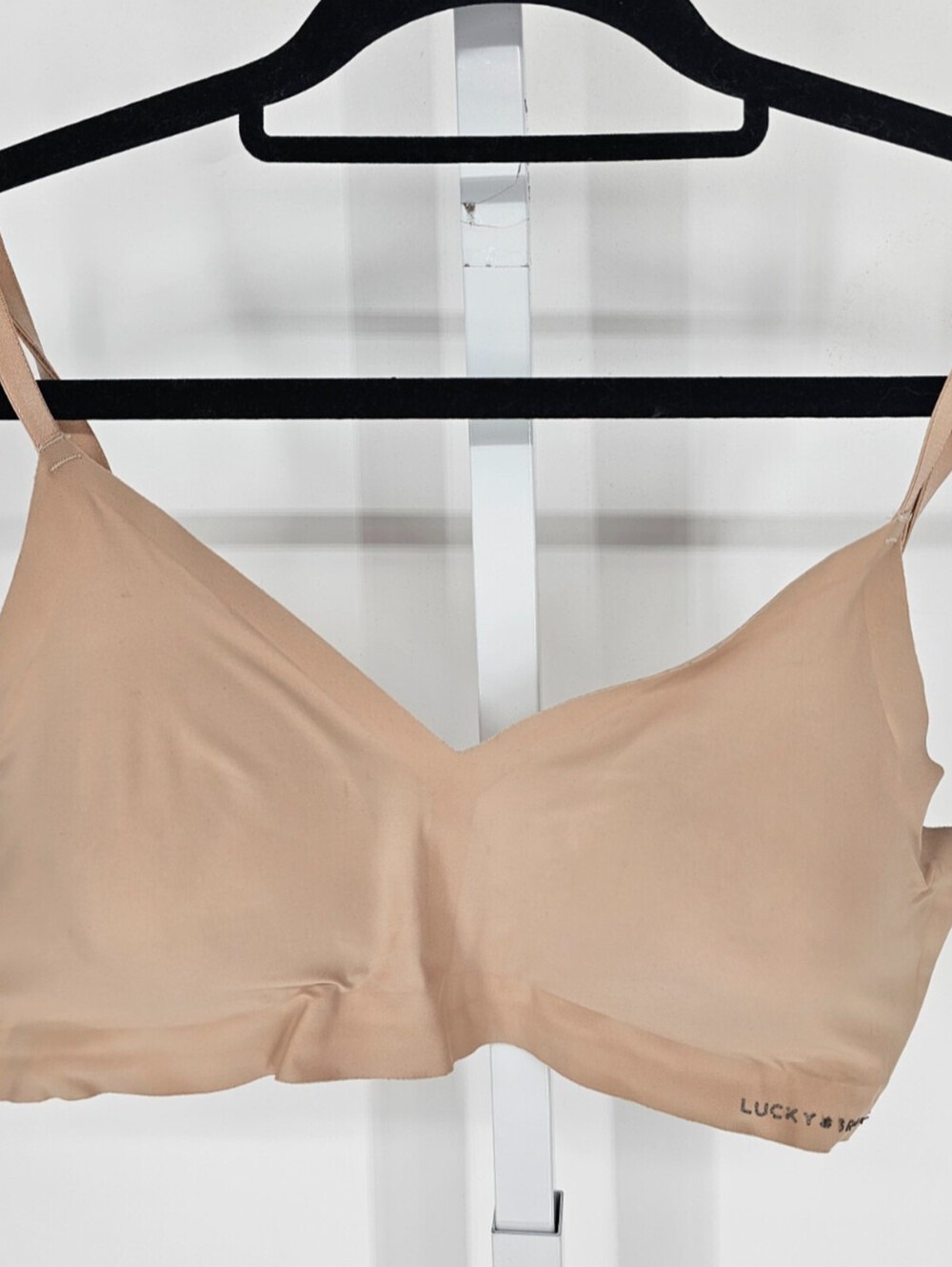 Lucky Brand Womens Sz L Lightly Padded T Shirt Wireless Bra Solid Beige